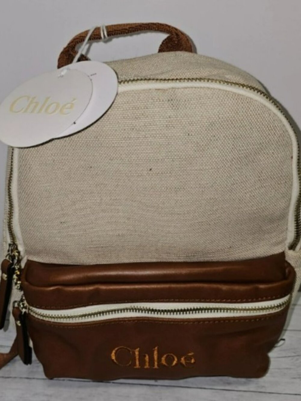 Authentic Chloe Kids Canvas & Leather Backpack C10317